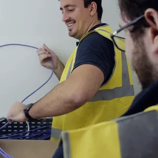 Pulling network cable through a cable tray during an install